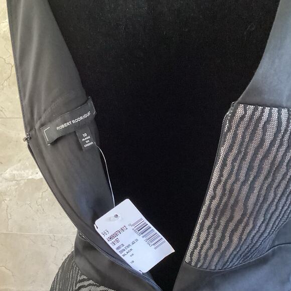 Robert Rodriguez Black Zebra Party Dress - 10 Fit & Flare Pleated Holiday $565 - Picture 5 of 9